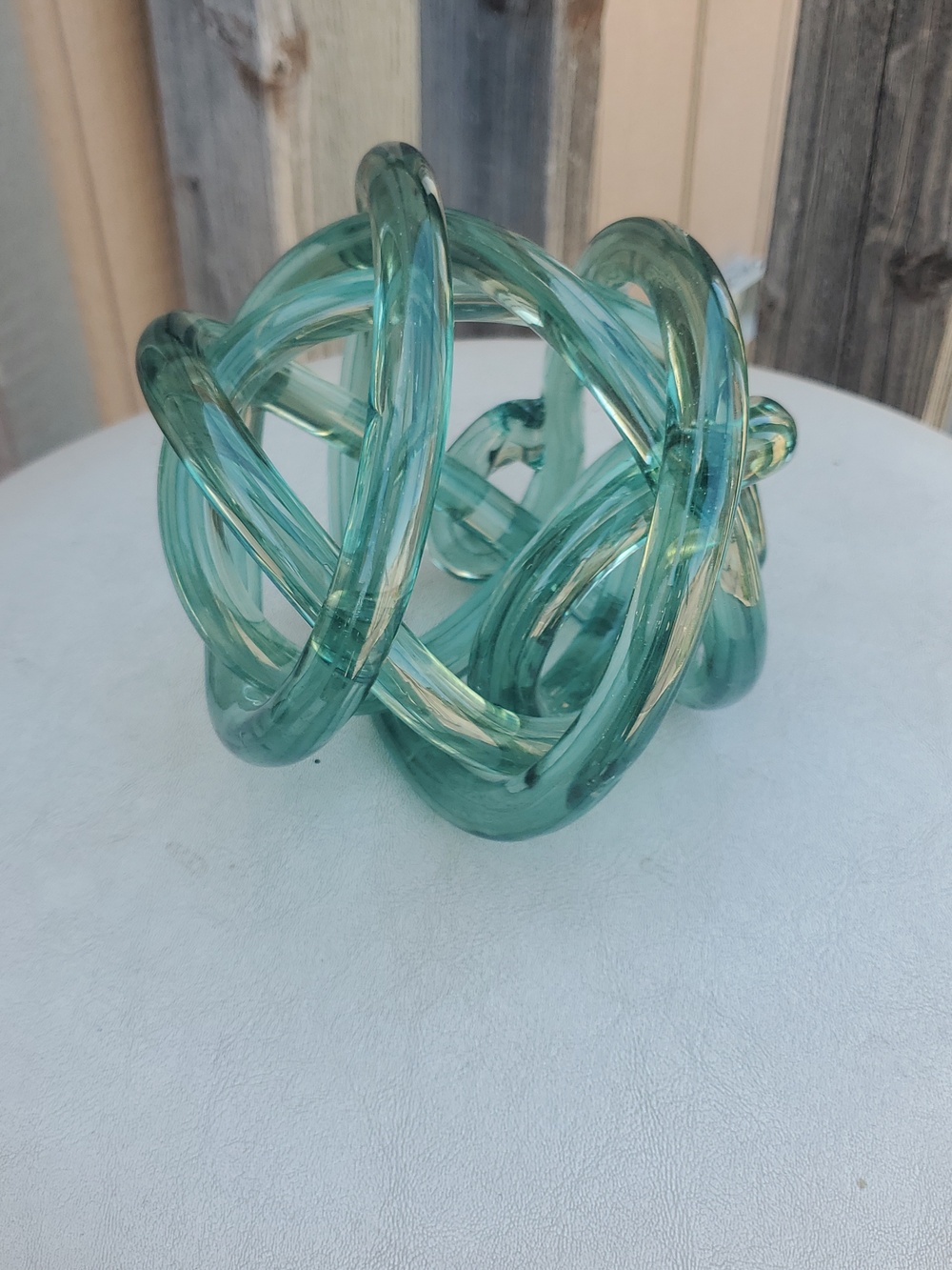 This is  special listing for shushu  Modern Aqua Glass Knot Sculpture - Picture 2 of 5
